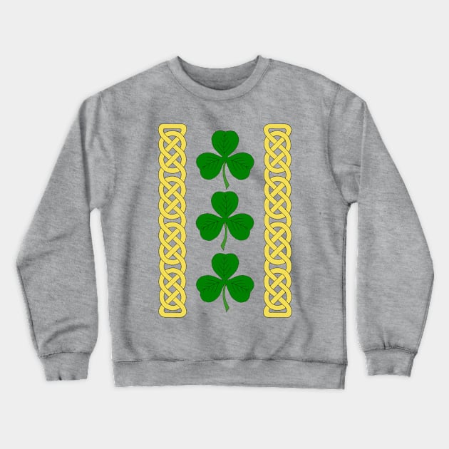 Shamrock Trio and Knotwork Bands Crewneck Sweatshirt by AzureLionProductions